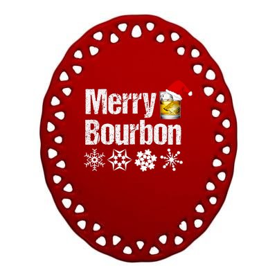 Bourbon Christmas Gift Merry Bourbon Ceramic Oval Ornament