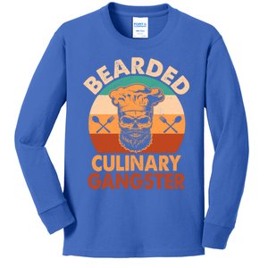 Bearded Culinary Gangster Cooking Funny Bbq Griller Chef Gift Kids Long Sleeve Shirt