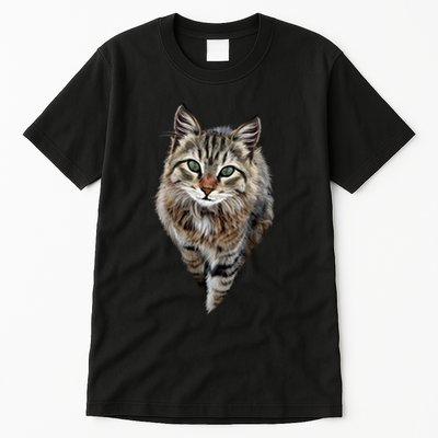 Brown Cat Green Eyes Cats Gifts Tall T-Shirt