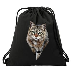 Brown Cat Green Eyes Cats Gifts Drawstring Bag