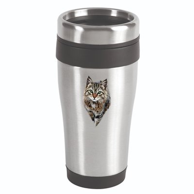 Brown Cat Green Eyes Cats Gifts 16oz Travel Tumbler