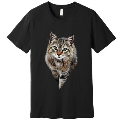 Brown Cat Green Eyes Cats Gifts Premium T-Shirt