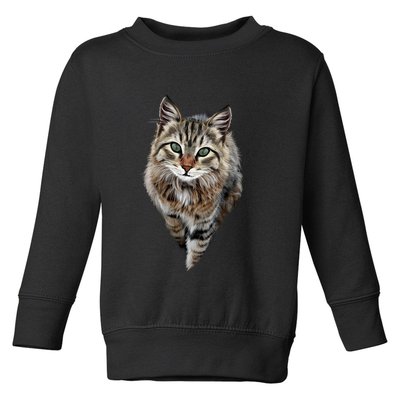 Brown Cat Green Eyes Cats Gifts Toddler Sweatshirt