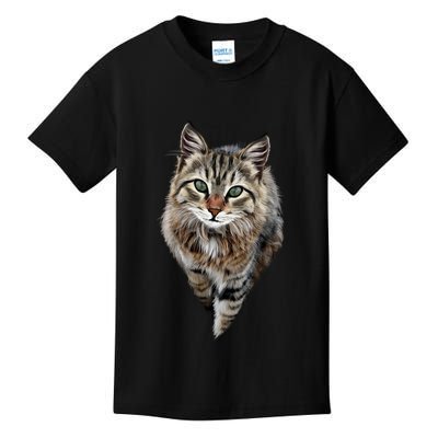 Brown Cat Green Eyes Cats Gifts Kids T-Shirt