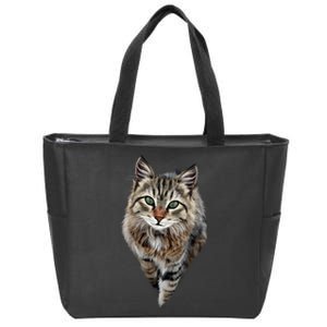 Brown Cat Green Eyes Cats Gifts Zip Tote Bag