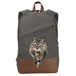 Brown Cat Green Eyes Cats Gifts Cotton Canvas Backpack