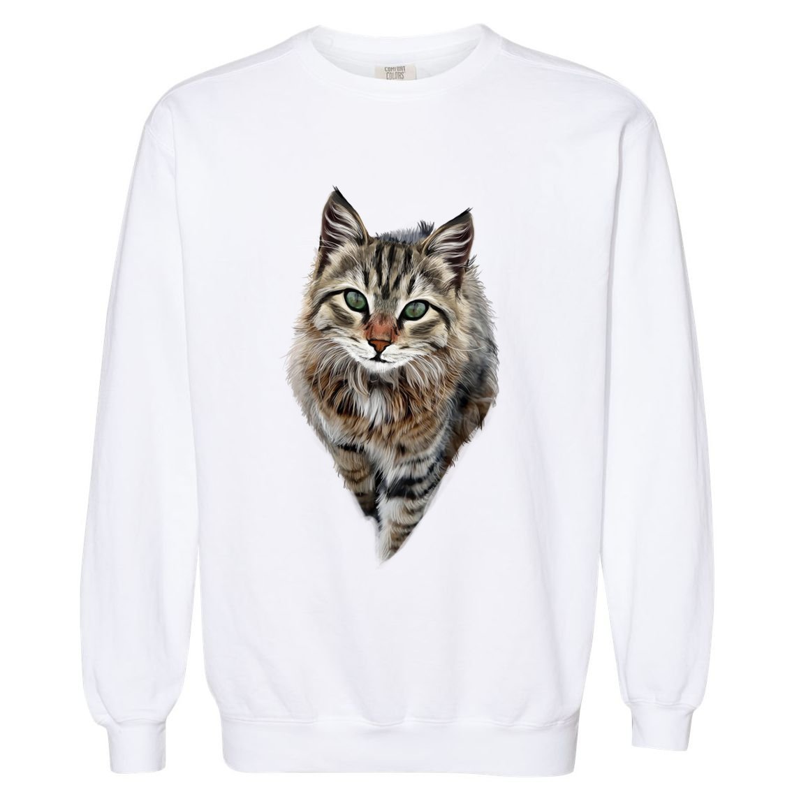 Brown Cat Green Eyes Cats Gifts Garment-Dyed Sweatshirt