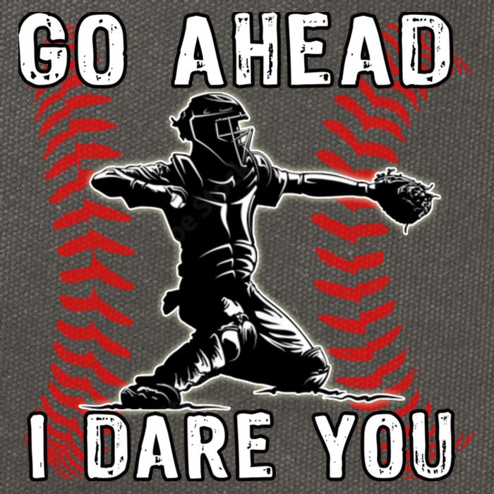 Baseball Catcher Go Ahead I Dare You Cotton Canvas Backpack