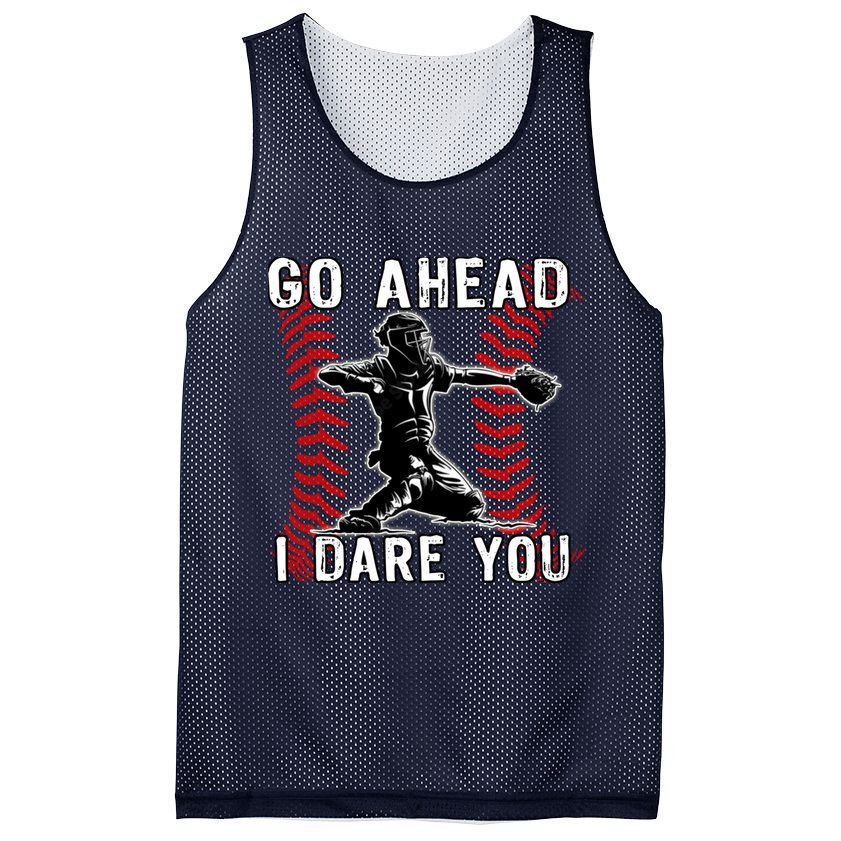 Baseball Catcher Go Ahead I Dare You Mesh Reversible Basketball Jersey Tank