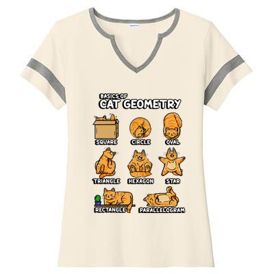 Basic Cat Geometry Cute Cat Cat Lover Cat Owner Math School Ladies Halftime Notch Neck Tee