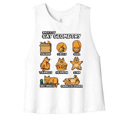 Basic Cat Geometry Cute Cat Cat Lover Cat Owner Math School Women's Racerback Cropped Tank