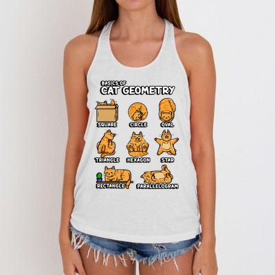 Basic Cat Geometry Cute Cat Cat Lover Cat Owner Math School Women's Knotted Racerback Tank