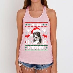 Border Collie Gift For Merry Christmas Woofmas Clothes Gift Women's Knotted Racerback Tank