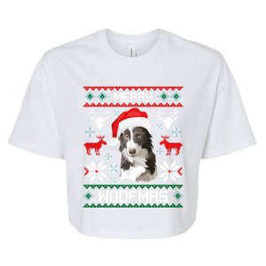 Border Collie Gift For Merry Christmas Woofmas Clothes Gift Bella+Canvas Jersey Crop Tee