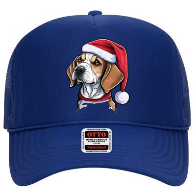 Beagle Christmas Gift High Crown Mesh Back Trucker Hat