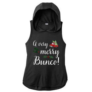 Bunco Christmas Gift Very Merry Bunco Ladies PosiCharge Tri-Blend Wicking Draft Hoodie Tank