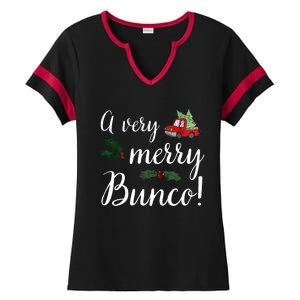 Bunco Christmas Gift Very Merry Bunco Ladies Halftime Notch Neck Tee