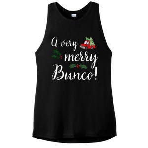 Bunco Christmas Gift Very Merry Bunco Ladies PosiCharge Tri-Blend Wicking Tank