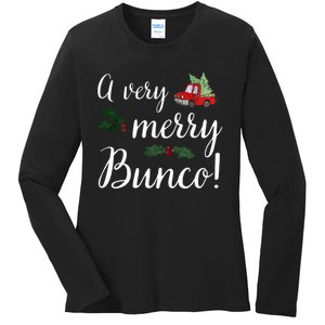 Bunco Christmas Gift Very Merry Bunco Ladies Long Sleeve Shirt