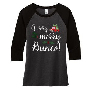 Bunco Christmas Gift Very Merry Bunco Women's Tri-Blend 3/4-Sleeve Raglan Shirt