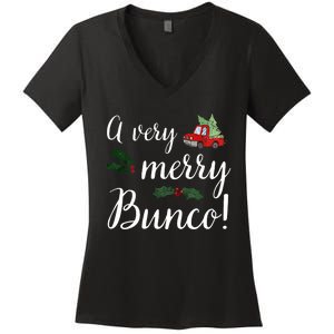 Bunco Christmas Gift Very Merry Bunco Women's V-Neck T-Shirt