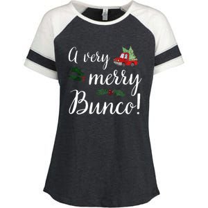 Bunco Christmas Gift Very Merry Bunco Enza Ladies Jersey Colorblock Tee