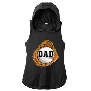 Baseball Catch Glove Baseball Dad Baseball Daddy Fathers Day Ladies PosiCharge Tri-Blend Wicking Draft Hoodie Tank