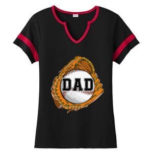 Baseball Catch Glove Baseball Dad Baseball Daddy Fathers Day Ladies Halftime Notch Neck Tee