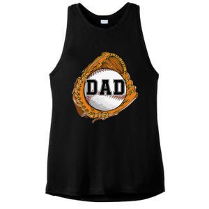 Baseball Catch Glove Baseball Dad Baseball Daddy Fathers Day Ladies PosiCharge Tri-Blend Wicking Tank