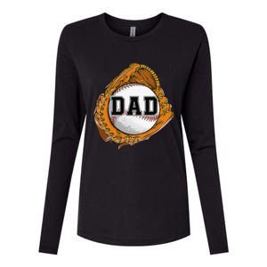 Baseball Catch Glove Baseball Dad Baseball Daddy Fathers Day Womens Cotton Relaxed Long Sleeve T-Shirt