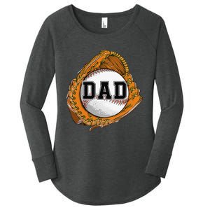 Baseball Catch Glove Baseball Dad Baseball Daddy Fathers Day Women's Perfect Tri Tunic Long Sleeve Shirt