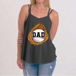 Baseball Catch Glove Baseball Dad Baseball Daddy Fathers Day Women's Strappy Tank