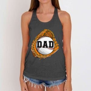 Baseball Catch Glove Baseball Dad Baseball Daddy Fathers Day Women's Knotted Racerback Tank