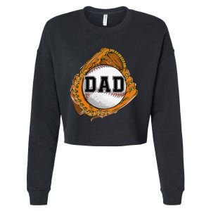 Baseball Catch Glove Baseball Dad Baseball Daddy Fathers Day Cropped Pullover Crew