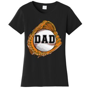 Baseball Catch Glove Baseball Dad Baseball Daddy Fathers Day Women's T-Shirt