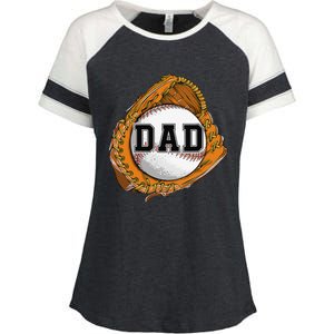 Baseball Catch Glove Baseball Dad Baseball Daddy Fathers Day Enza Ladies Jersey Colorblock Tee