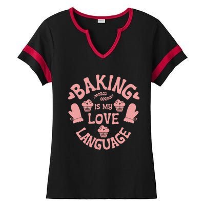 Bakeaholic Cute Gift Baking Is My Therapy Baking Is My Love Language Meaningful Ladies Halftime Notch Neck Tee