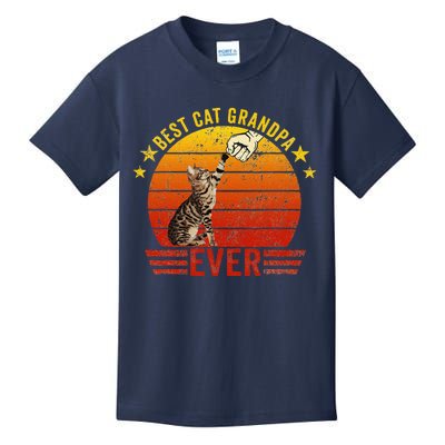 Best Cat Grandpa Ever Funny Fist Bump Gesture Vintage Style Kids T-Shirt