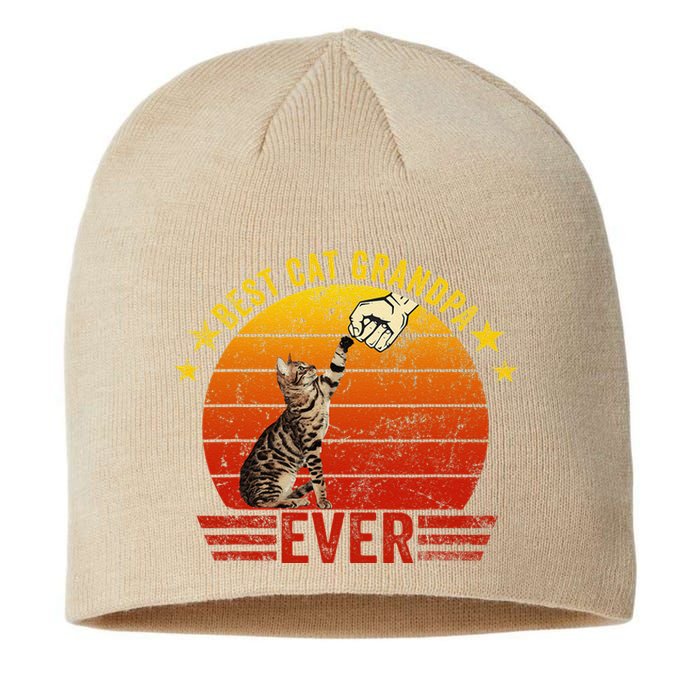 Best Cat Grandpa Ever Funny Fist Bump Gesture Vintage Style Sustainable Beanie