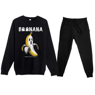 Boonana Cute Ghost Banana Halloween Premium Crewneck Sweatsuit Set