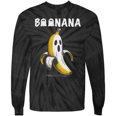 Boonana Cute Ghost Banana Halloween Tie-Dye Long Sleeve Shirt