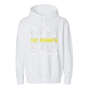 Best Cat Grandpa Ever Funny Garment-Dyed Fleece Hoodie