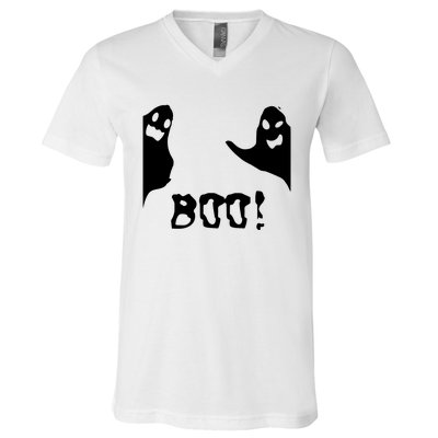 Boo Cute Ghost Retro Halloween V-Neck T-Shirt