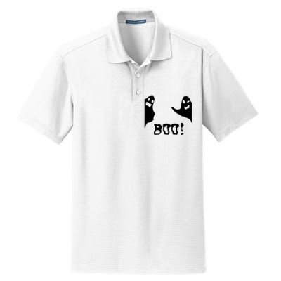 Boo Cute Ghost Retro Halloween Dry Zone Grid Polo