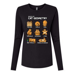 Basic Cat Geometry Cute Cat Cat Lover Cat Owner Math School Womens Cotton Relaxed Long Sleeve T-Shirt