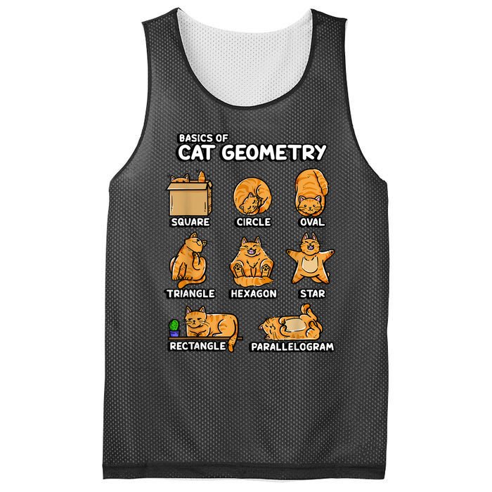 Basic Cat Geometry Cute Cat Cat Lover Cat Owner Math School Mesh Reversible Basketball Jersey Tank