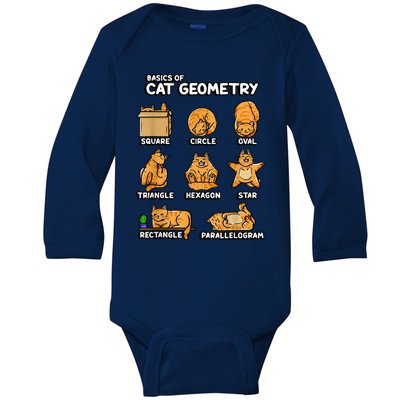 Basic Cat Geometry Cute Cat Cat Lover Cat Owner Math School Baby Long Sleeve Bodysuit