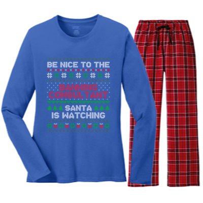 Banking Consultant Gift For Banking Consultant Ugly Sweater Gift Women's Long Sleeve Flannel Pajama Set 