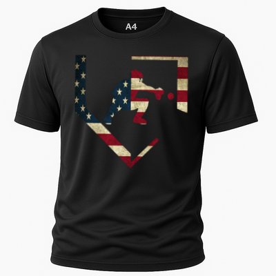 Baseball Catcher Gear Gift American Flag Baseballin Gift Cooling Performance Crew T-Shirt