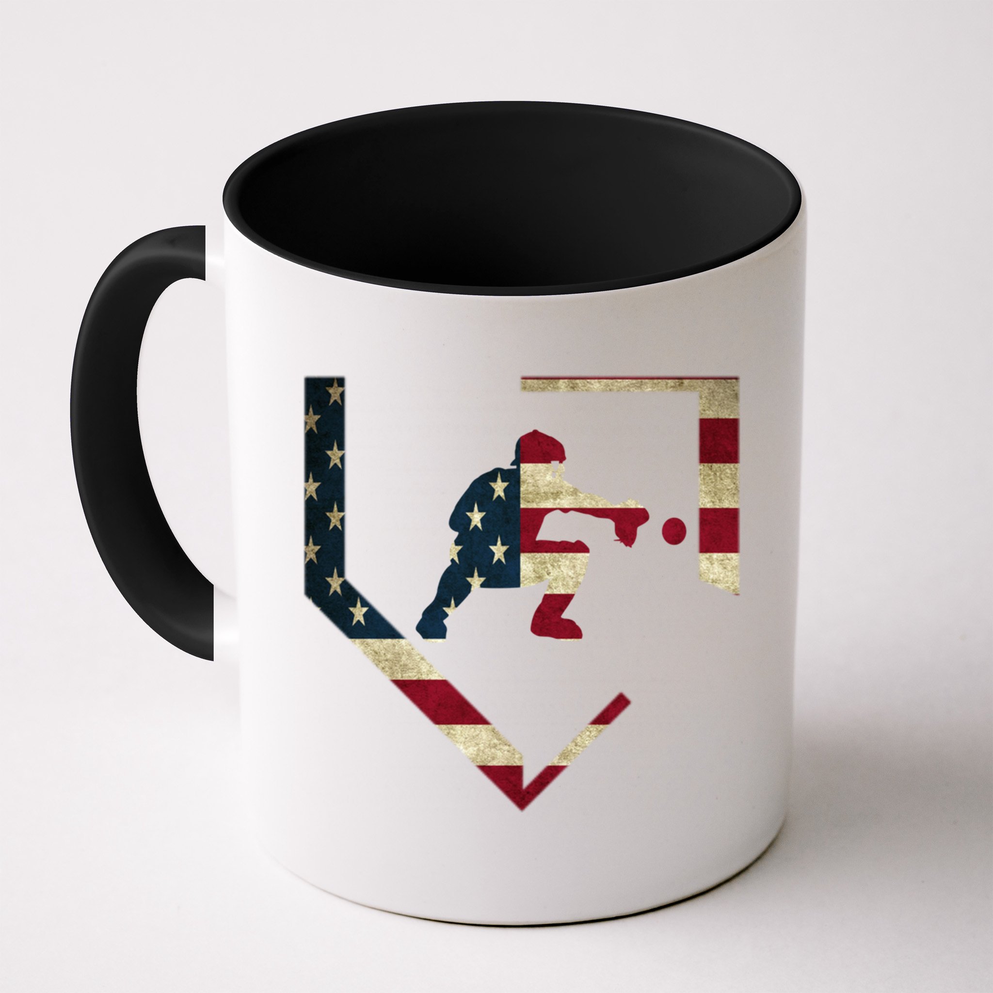 Baseball Catcher Gear Gift American Flag Baseballin Gift Mug